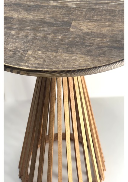 Palermo Duo Yuvarlak Modern Rustik Klasik Iskandinav Retro Vintage Dekoratif Ahşap Çıtalı Yan Orta Mantar 2li Ikili 2'li Sehpa fırsatları