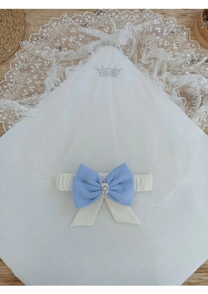 Bal Peteği My Prince Taç Nakışlı İnci Fiyonklu Dantel Duvaklı Delüks Kundak Bebek Battaniyesi Mavi fırsatları