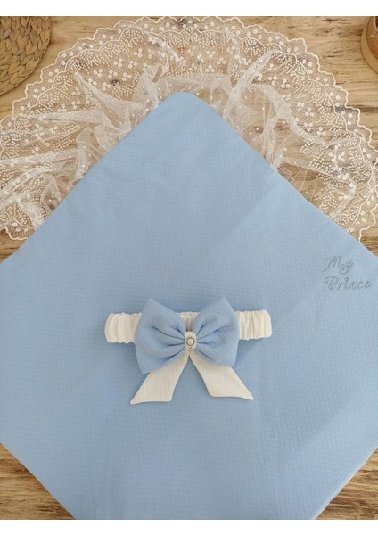 Bal Peteği My Prince Taç Nakışlı İnci Fiyonklu Dantel Duvaklı Delüks Kundak Bebek Battaniyesi Mavi indirimleri