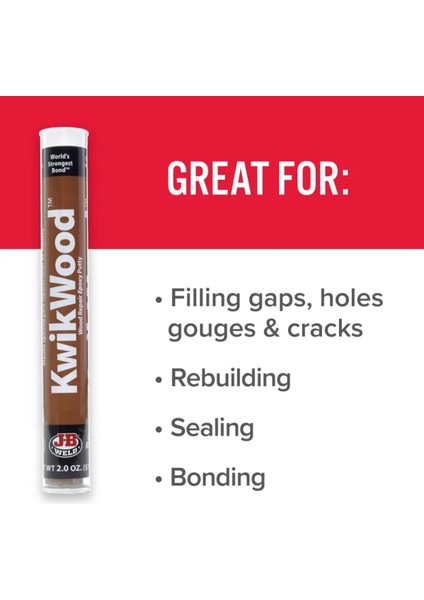 Kwikwood™ Epoksi Macun - 2 Oz Ahşap Onarıcı, Ahşap Yapıştırıcı Jb Weld Kwikwood Şırınga