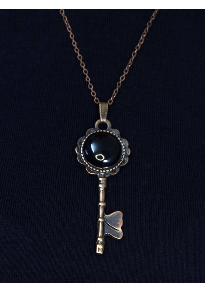 Doğal Taş Oniks Doğal Taşlı Anahtar Model Antik Kadın Kolye EUK35O fiyatları