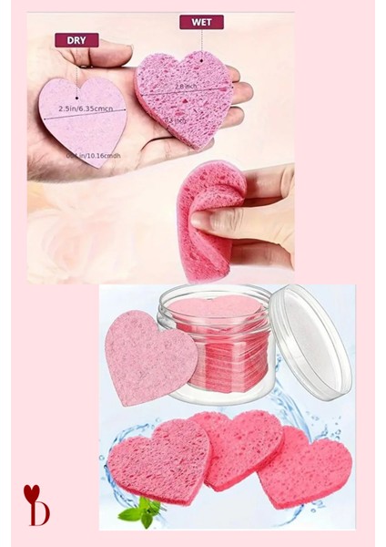 20 Adet Kalp Şekilli Magic Makyaj Temizleme Süngeri | Sıkıştırılmış, Seyahat Boy Yüz Temizleme Pedi modelleri