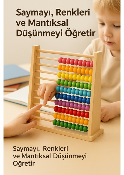 Premium Ahşap Renkli Abaküs • 10 Katlı Eğitici Sayma ve Zeka Geliştirici Oyuncak modelleri