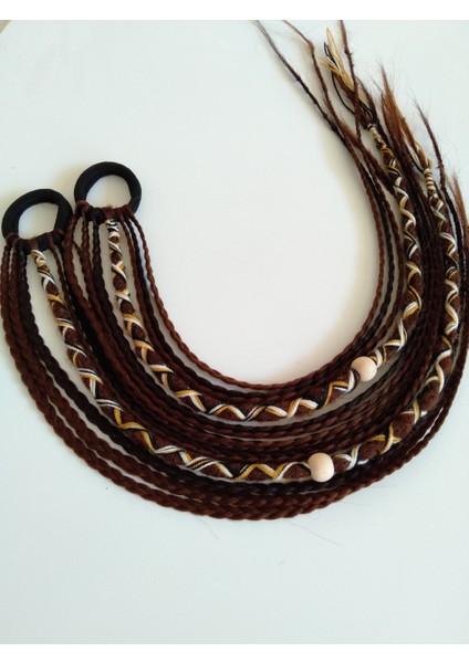 Ikili Kumral Renkli Rasta Örgü Saç Tokası