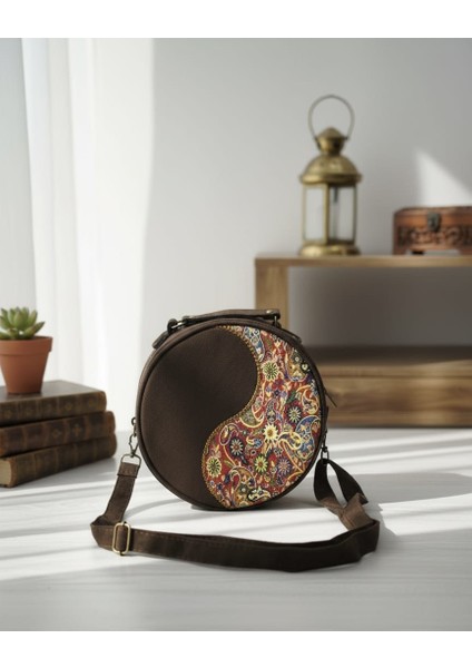 Otantik Mozaik Desen Kadife Yuvarlak Kadın Çantası fiyatları