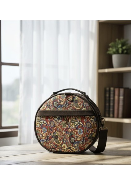Otantik Mozaik Desen Kadife Yuvarlak Kadın Çantası fırsatları
