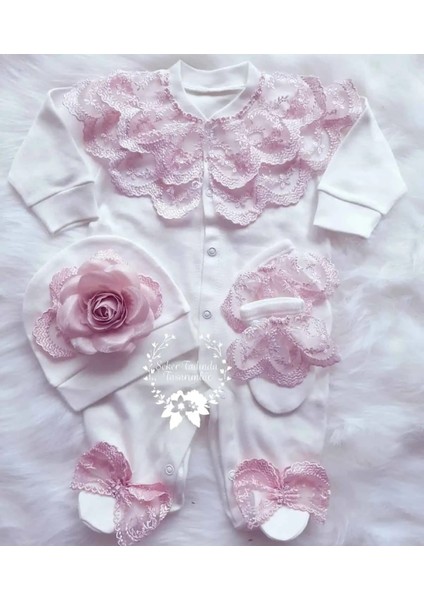 Pudra Gül Detaylı Kız Bebek Hastane Çıkışı,tulum Seti,mevlüt Seti fiyatları