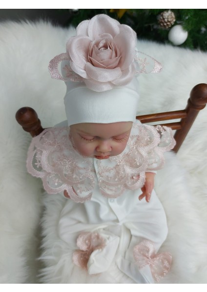 Pudra Gül Detaylı Kız Bebek Hastane Çıkışı,tulum Seti,mevlüt Seti modelleri