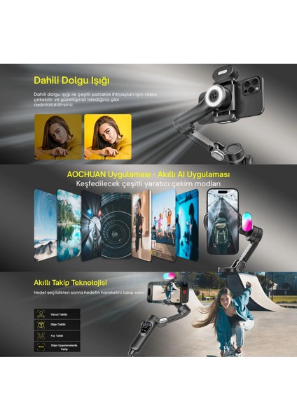 Smart x Pro Combo 3 Eksen Akıllı Telefon Gimbal Stabilizer (Ios & Android) modelleri