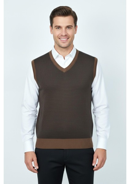 Erkek V Yaka Süveter Çelik Örgü Regular Kalıp BGL-ST04840
