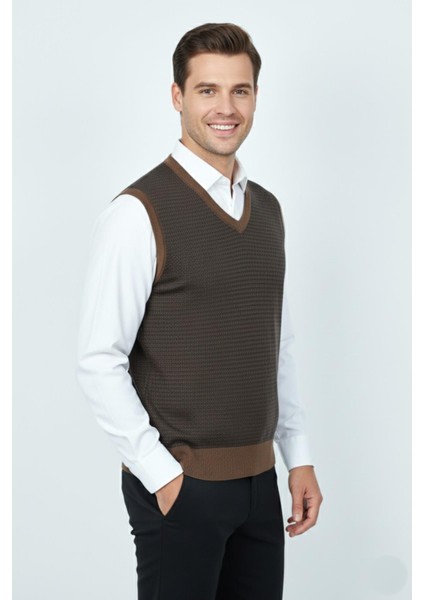Erkek V Yaka Süveter Çelik Örgü Regular Kalıp BGL-ST04840 fiyatları