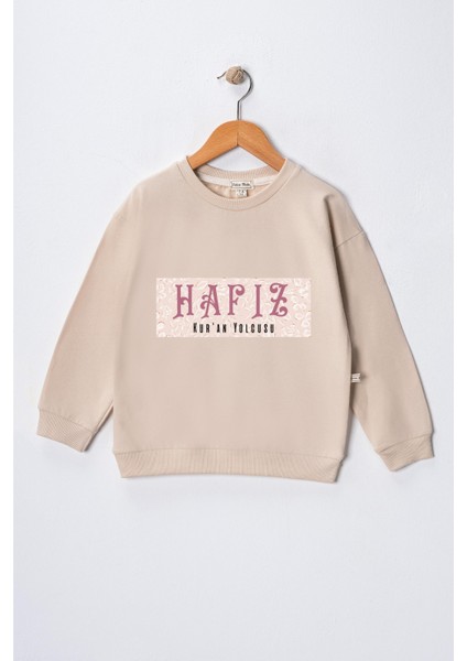 Kız Çocuk " Hafız" Kuran Yolcusu Baskılı Pamuklu Sweat
