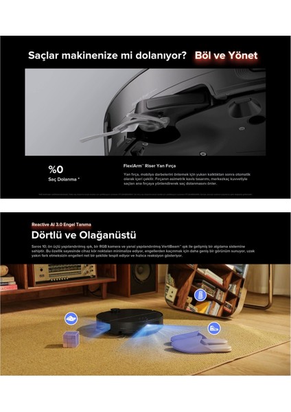 22.000 Pa Hyperforce Emiş Güçlü Akıllı Premium Robot Süpürge, Dolaşmayan Ana Fırça, Gelişmiş Üstün Performans, SAROS10 (7,98CM) + Tiftik Toplayıcı modelleri