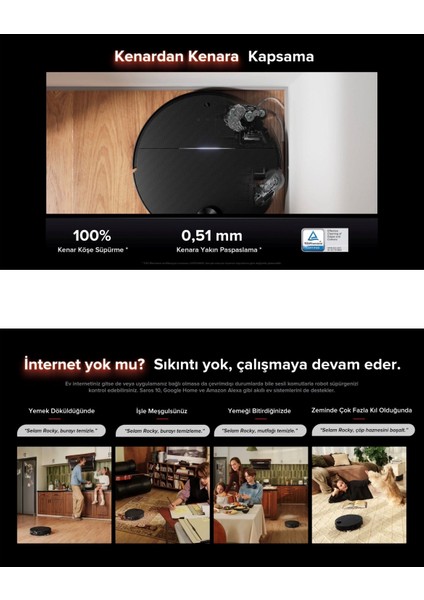 22.000 Pa Hyperforce Emiş Güçlü Akıllı Premium Robot Süpürge, Dolaşmayan Ana Fırça, Gelişmiş Üstün Performans, SAROS10 (7,98CM) + Tiftik Toplayıcı indirimleri