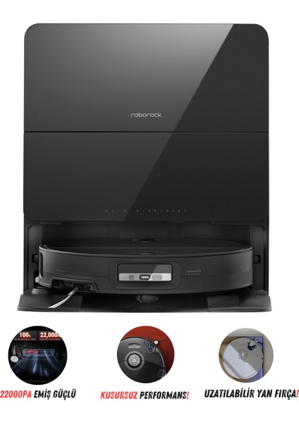 22.000 Pa Hyperforce Emiş Güçlü Akıllı Premium Robot Süpürge, Dolaşmayan Ana Fırça, Gelişmiş Üstün Performans, SAROS10 (7,98CM) + Tiftik Toplayıcı
