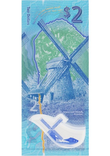 Barbados 2 Dolar 2022 Polymer. Değirmen Temalı Çil. modelleri