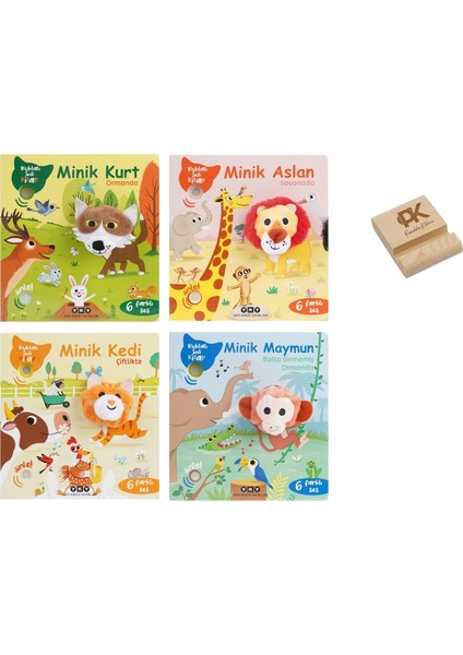 Yapı Kredi Minik Kurt Aslan Kedi ve Maymun Kuklalı Sesli Kitap 4lü Set + Telefon Standı