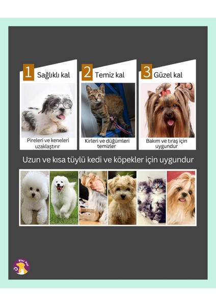 Çift Taraflı Kıtık Açıcı Kedi ve Köpek Tarağı