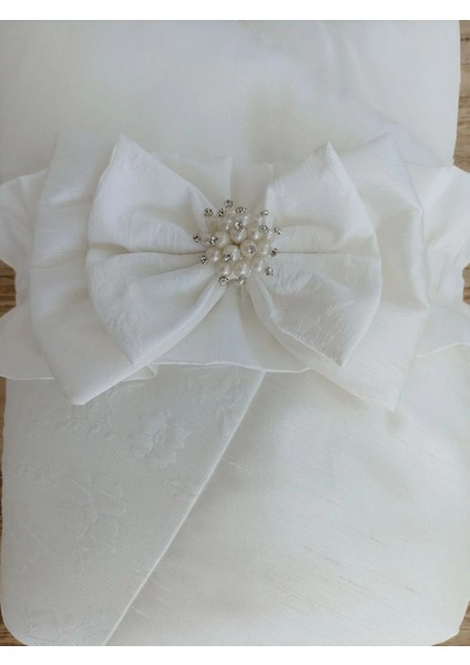 Yenidoğan Gelinlik Duvaklı Trilüks Kundak Bebek Battaniyesi Ekru modelleri