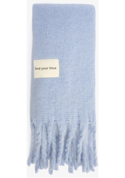 Açık Mavi Pera Yumuşak Dokulu Atkı