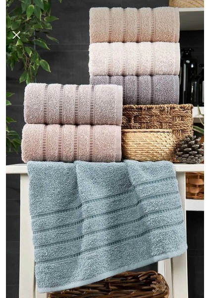 6 Lı El Yüz Havlu Seti Pamuklu Havlu Takımı Renkli Indigo