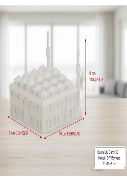 ✨ Bursa Ulu Camii Dıy 3D Maket Seti - Boyasız Kendin Yap Hobi Projesi (11X10X8 Cm) - Tarihi Bir Şaheseri Kendi Ellerinizle Inşa Edin! fiyatları