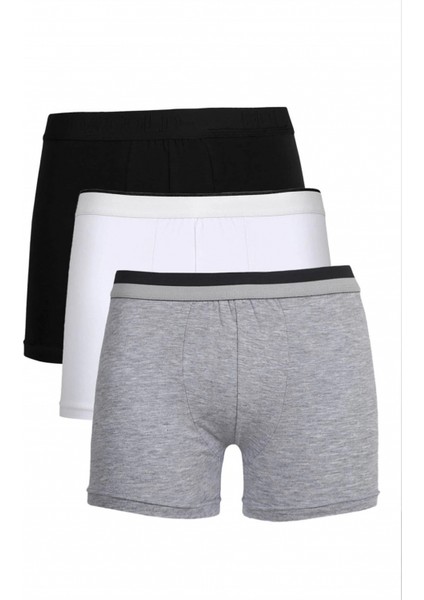- Erkek Penye 3'lü Boxer Siyah-Beyaz-Gri