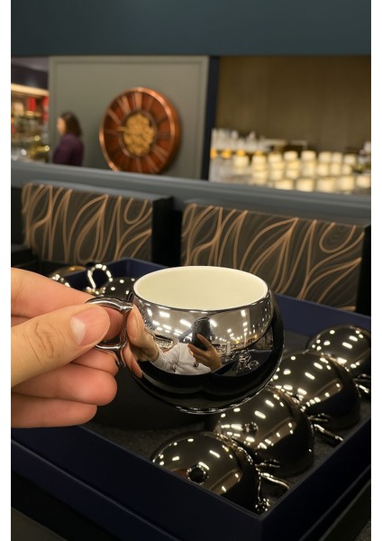 Gümüş Gold Parlak Yansımalı 6 Kişilik Kahve Fincan Takımı fırsatları