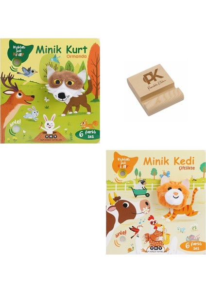 Yapı Kredi Kuklalı Sesli Kitap Minik Kurt ve Kedi 6 Farklı Ses + Telefon Standı