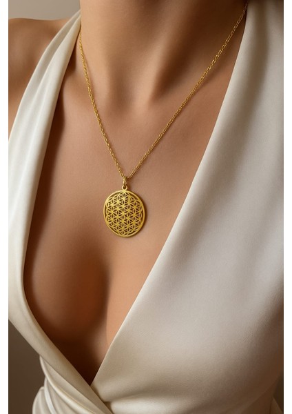 Çelik Kadın Gold Yaşam Ağacı Kolye