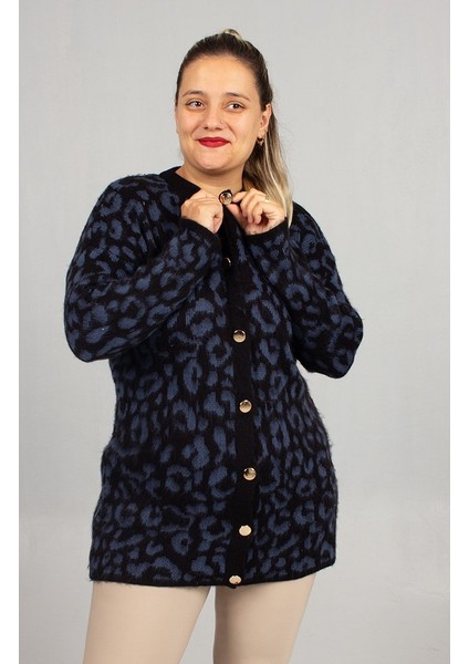 Leopar Desenli Triko Tunik Lacivert Rahat Kalıp Standart (48 Bedene Kadar) fiyatları