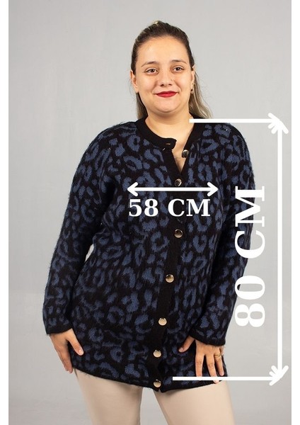 Leopar Desenli Triko Tunik Lacivert Rahat Kalıp Standart (48 Bedene Kadar) modelleri
