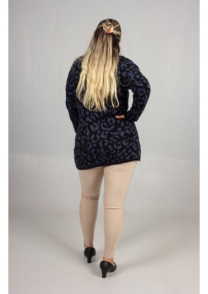 Leopar Desenli Triko Tunik Lacivert Rahat Kalıp Standart (48 Bedene Kadar) fırsatları