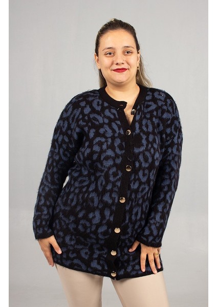 Leopar Desenli Triko Tunik Lacivert Rahat Kalıp Standart (48 Bedene Kadar) indirimleri