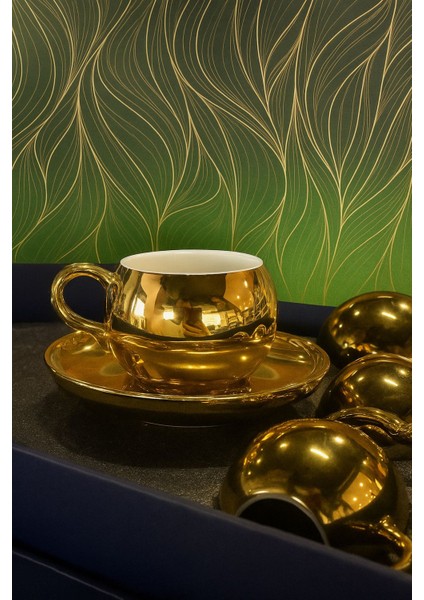 Gümüş Gold Parlak Yansımalı 6 Kişilik Kahve Fincan Takımı fiyatları