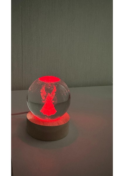 Melek Figürlü LED Işıklı USB Bağlantılı Renk Değiştiren 3D Cam Küre Gece Lambası fiyatları