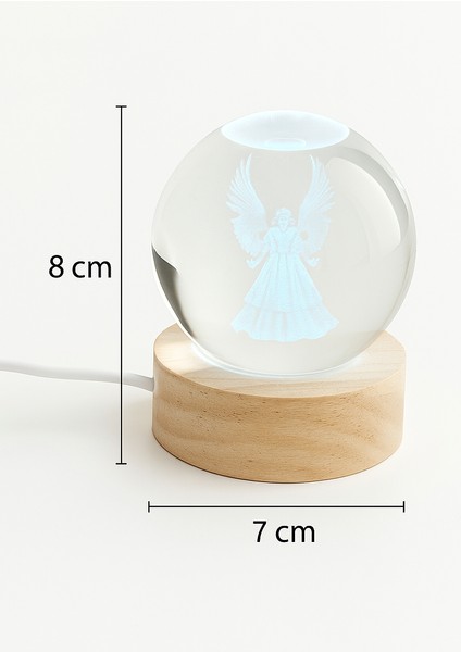 Melek Figürlü LED Işıklı USB Bağlantılı Renk Değiştiren 3D Cam Küre Gece Lambası indirimleri