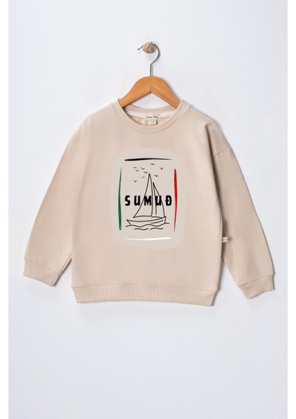 Kız Çocuk " Sumud" Baskılı Pamuklu Sweat