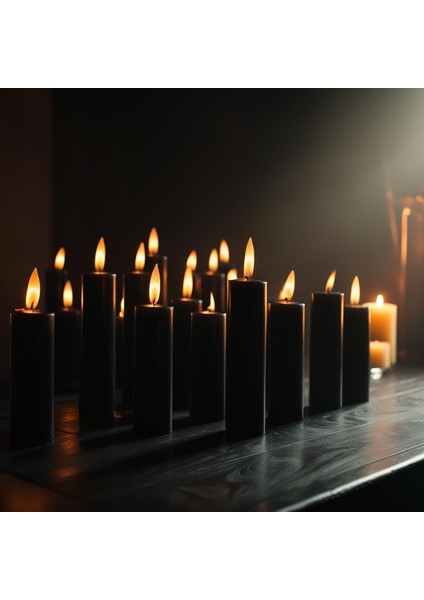 Soya Parafinli Siyah 3 Adet 50 Saat Yanma Süreli Çap:5 cm Boy:25 Silindir Blok Mum fırsatları