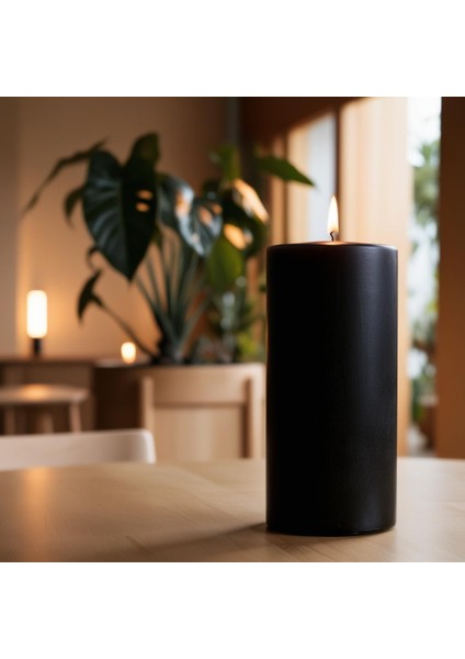 Soya Parafinli Siyah 3 Adet 50 Saat Yanma Süreli Çap:5 cm Boy:25 Silindir Blok Mum