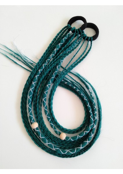 Ikili Yeşil Renkli Rasta Örgü Saç Tokası