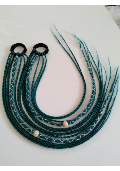 Ikili Yeşil Renkli Rasta Örgü Saç Tokası fiyatları