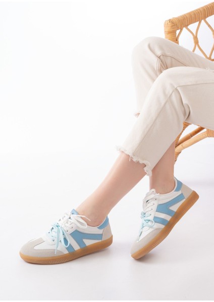 M-6005 Mavi Garni Bağcıklı Termo Taban Günlük Kadın Spor