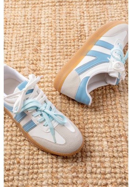 M-6005 Mavi Garni Bağcıklı Termo Taban Günlük Kadın Spor fırsatları