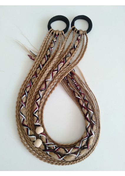 Ikili Karamel ve Bal Köpüğü Renkli Rasta Örgü Saç Tokası