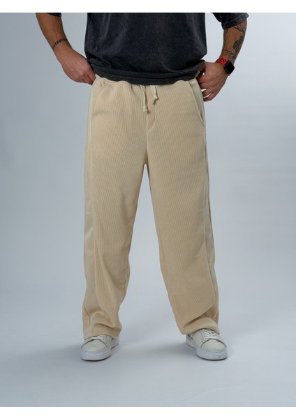 Oversize Bej Erkek Baggy Pantolon COC2546