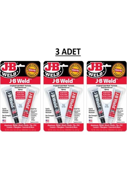 adhesive Weld - Çiftli Epoksi Yapıştırıcı ve Tamir Macunu Metal - Ahşap - Taş - Seramik Yapıştırıcısı 3 Adet