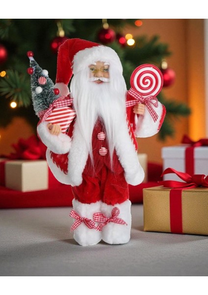 Yılbaşı Noel Baba Şekerli Çam Ağaçlı 2026 Yeni 19X10X31 Ölçüler