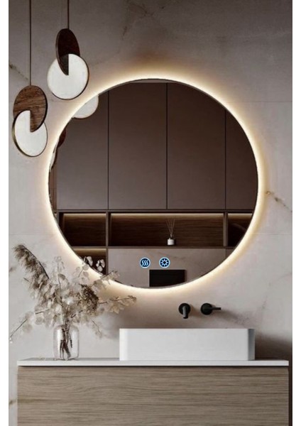 Akıllı Ayna Buğu Çözücülü 3 LED Işıklı Banyo Aynası 80 cm