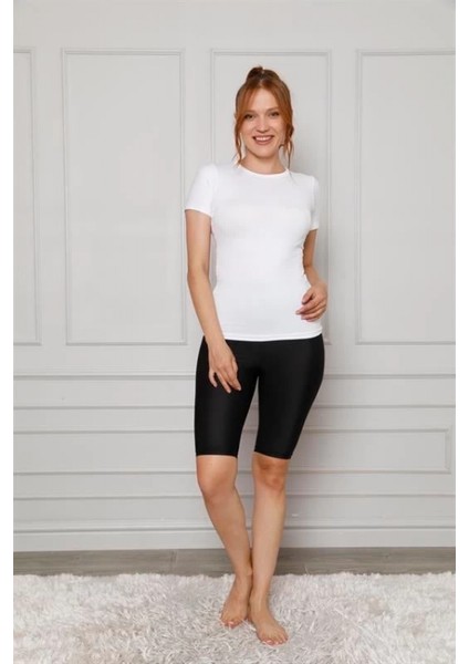 - Microfiber Diz Üstü Tayt Siyah